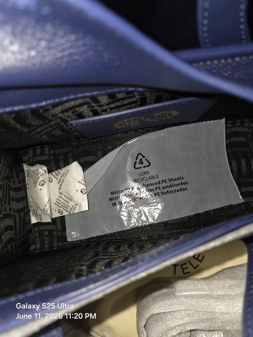 MSCHF Navy Blue Leather Handbag with Shoulder Strap and Dust Bag. MFRP:$650 - Picture 6 of 10